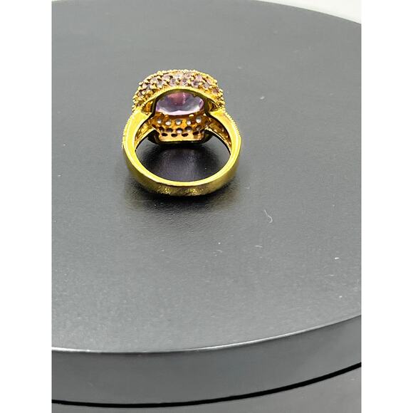UTC Gold Plated Vermeil Sterling Silver Cushion Cut Amethyst Cocktail Ring Sz 8 - Picture 8 of 16